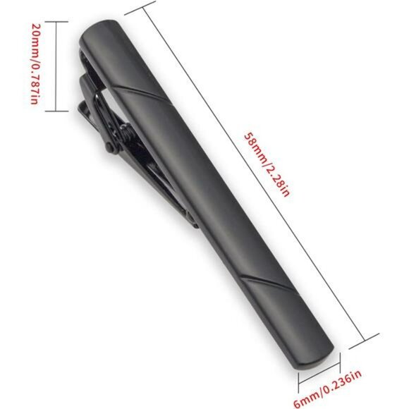 Men Tie Clip Set Black Gold Silver Blue Tie Bars for Wedding Business Gift Box - Picture 3 of 7